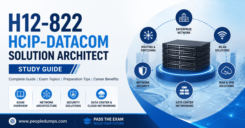 Huawei H12-822 HCIP-Datacom Solution Architect certification study guide covering network architecture, routing, security, and data center networking
