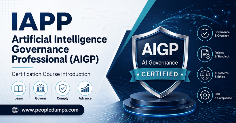IAPP Artificial Intelligence Governance Professional AIGP certification course cover for AI governance training and exam preparation on peopledumps.com