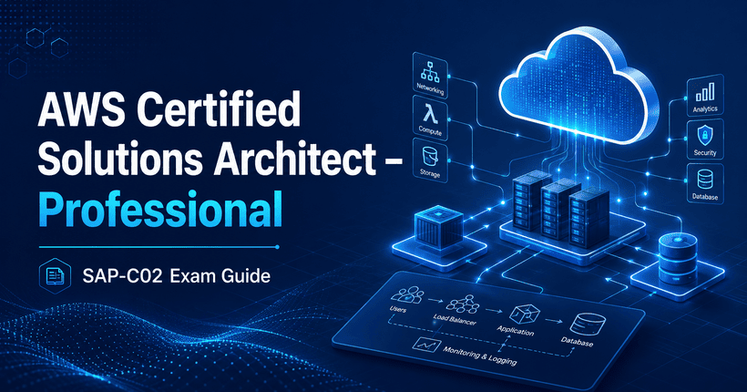 AWS Certified Solutions Architect Professional SAP-C02 exam guide with cloud architecture, networking, security, storage, and database concepts