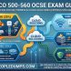 Cisco 500-560 OCSE exam topic breakdown infographic covering Meraki, Wireless, Switching, Routing, and Security domains by PeopleDumps.
