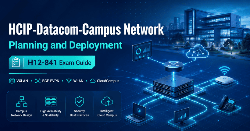 H12-841 HCIP-Datacom Campus Network Planning and Deployment exam guide covering VXLAN, BGP EVPN, WLAN, and CloudCampus