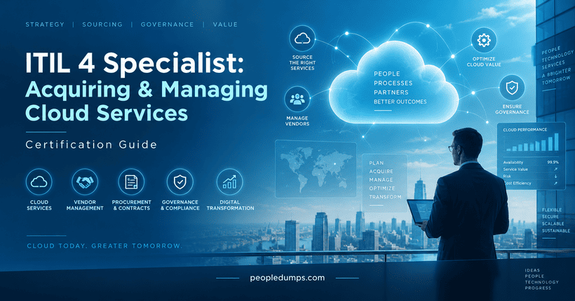 ITIL 4 Specialist Acquiring and Managing Cloud Services certification guide with cloud management, governance, procurement, and vendor management concepts