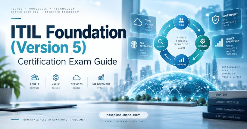 ITIL Foundation Version 5 certification exam guide covering service management, digital products, AI, governance, and continual improvement