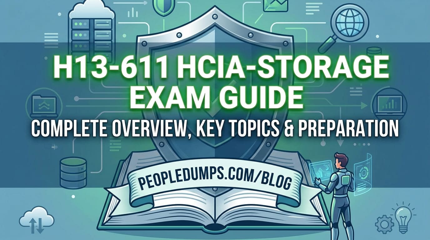 H13-611 HCIA-Storage Exam Guide cover image featuring storage concepts and exam preparation tips