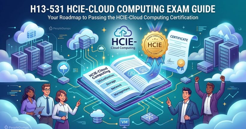 HCIE-Cloud Computing H13-531 exam guide 2026 featuring Huawei cloud architecture, virtualization, Kubernetes, and enterprise cloud infrastructure.