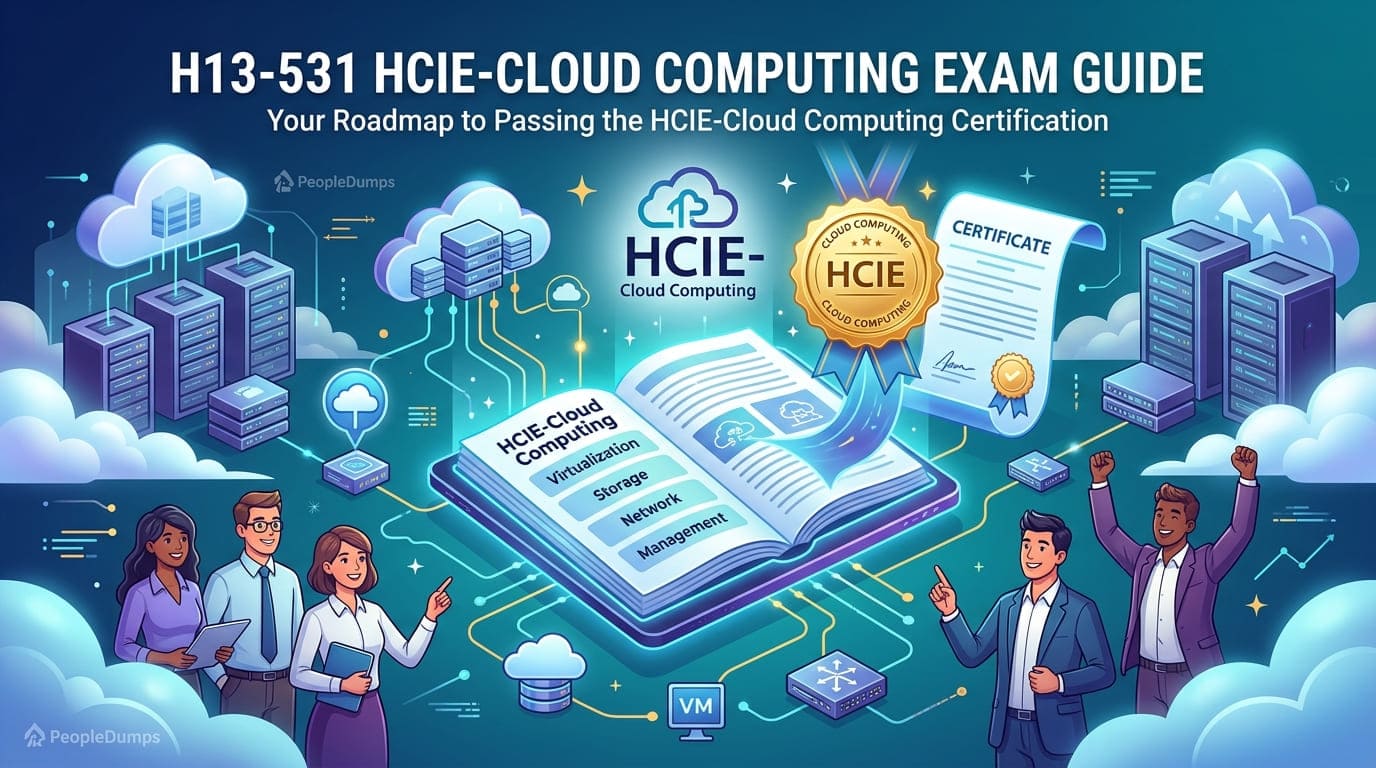 HCIE-Cloud Computing H13-531 exam guide 2026 featuring Huawei cloud architecture, virtualization, Kubernetes, and enterprise cloud infrastructure.